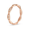 Thumbnail Image 1 of 1/10 CT. T.W. Diamond Marquise Twist Vintage-Style Wedding Band in 10K Rose Gold - Size 7