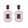 Thumbnail Image 2 of Enchanted Disney Mulan Emerald-Cut Garnet and 1/4 CT. T.W. Diamond Drop Earrings in Sterling Silver and 10K Rose Gold