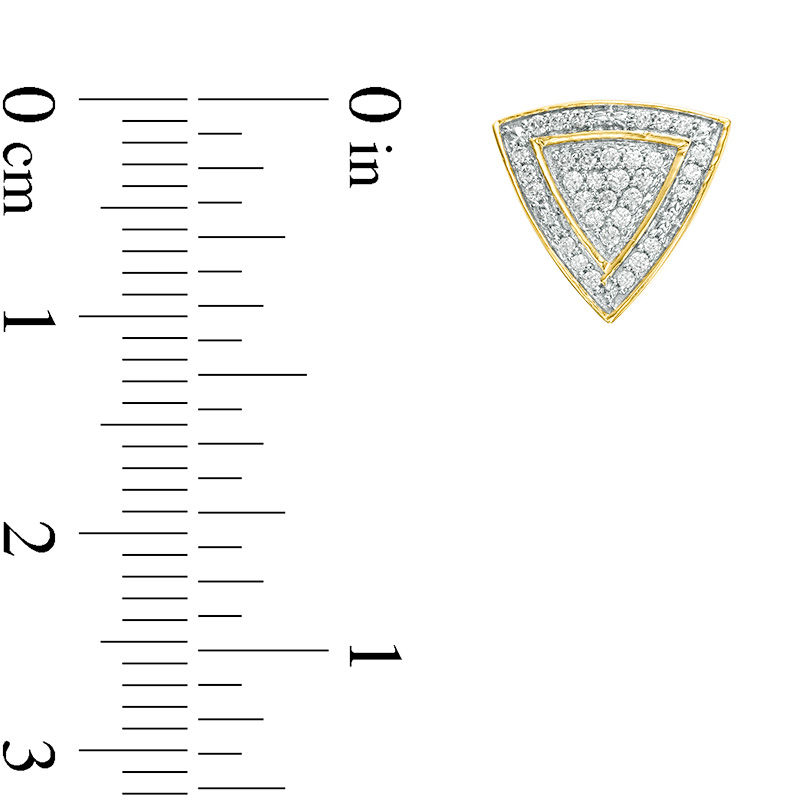 Main Image 3 of 1/5 CT. T.W. Triangle Composite Diamond Pavé Frame Stud Earrings in Sterling Silver with 14K Gold Plate