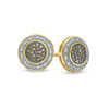 Thumbnail Image 1 of 1/4 CT. T.W. Champagne and White Composite Diamond Frame Stud Earrings in 10K Gold