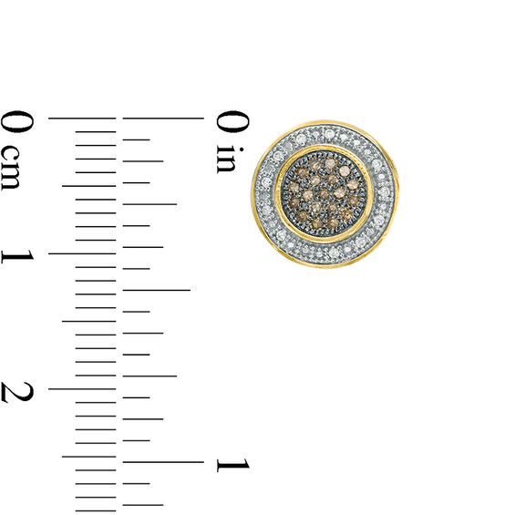 1/4 CT. T.w. Champagne and White Composite Diamond Frame Stud Earrings in 10K Gold