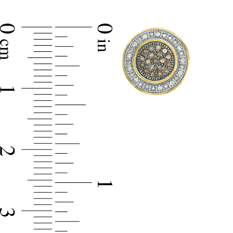 Main Image 3 of 1/4 CT. T.W. Champagne and White Composite Diamond Frame Stud Earrings in 10K Gold