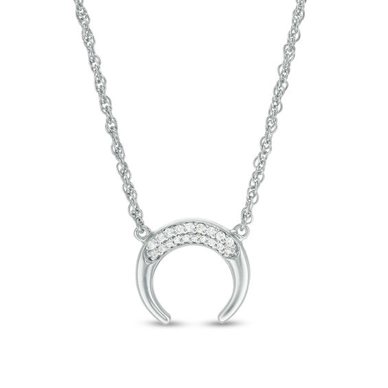 1/15 CT. T.w. Diamond Crescent Moon Necklace in Sterling Silver