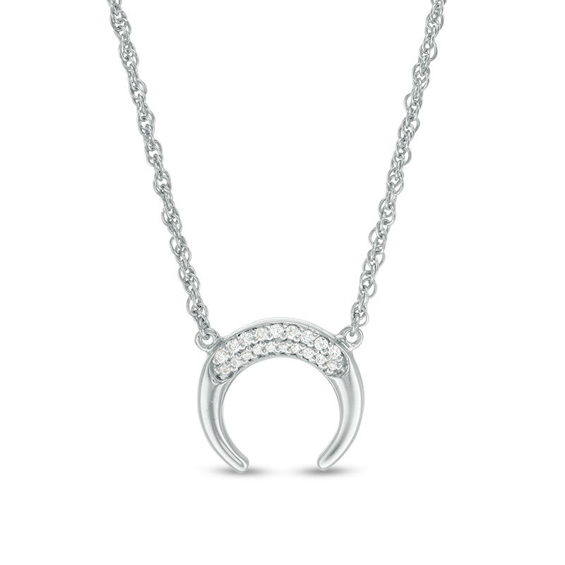 1/15 CT. T.W. Diamond Crescent Moon Necklace in Sterling Silver | Zales