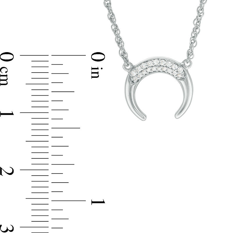 Main Image 3 of 1/15 CT. T.W. Diamond Crescent Moon Necklace in Sterling Silver