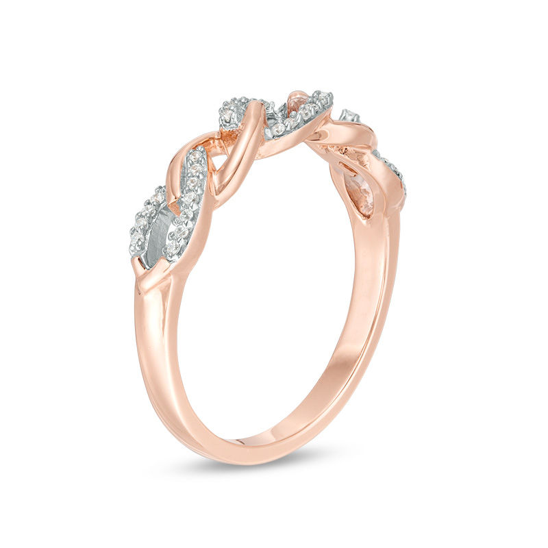 Main Image 2 of 1/10 CT. T.W. Diamond Chain Link Band in 10K Rose Gold