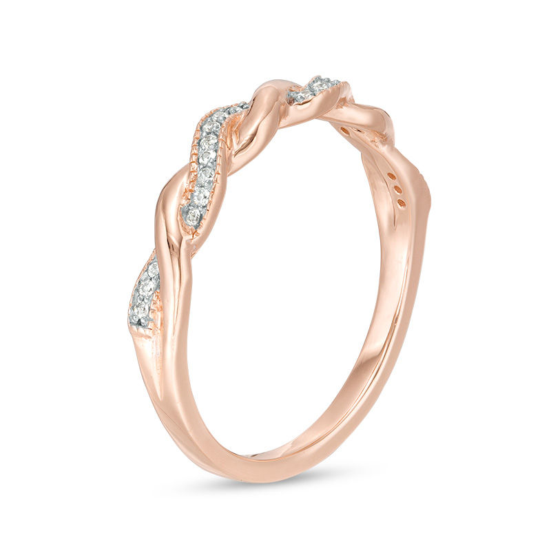 1/10 CT. T.W. Diamond Twist Vintage-Style Band in 10K Rose Gold