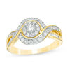 Thumbnail Image 1 of 1/2 CT. T.W. Diamond Frame Swirl Bypass Ring in 10K Gold