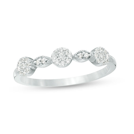1/5 CT. T.w. Diamond Alternating Marquise and Circle Band in 10K White Gold