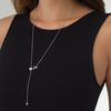 Thumbnail Image 1 of Diamond Accent Heart and Heartbeat Lariat Necklace in Sterling Silver and 10K Rose Gold - 26"