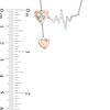 Thumbnail Image 2 of Diamond Accent Heart and Heartbeat Lariat Necklace in Sterling Silver and 10K Rose Gold - 26"