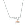 Thumbnail Image 1 of Diamond Accent "woof" and Dog Bone Dangle Necklace in Sterling Silver and 10K Rose Gold