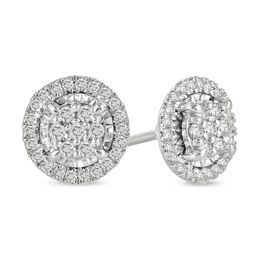1/5 CT. T.W. Composite Diamond Frame Stud Earrings in 10K White Gold