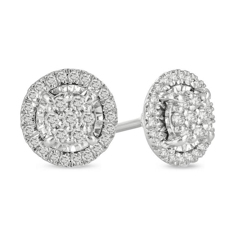 Main Image 1 of 1/5 CT. T.W. Composite Diamond Frame Stud Earrings in 10K White Gold