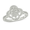 Thumbnail Image 0 of 1/20 CT. T.W. Diamond Clover Frame Flower Ring in Sterling Silver