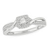 Thumbnail Image 0 of 1/8 CT. T.W. Princess-Cut Diamond Frame Twist Promise Ring in Sterling Silver