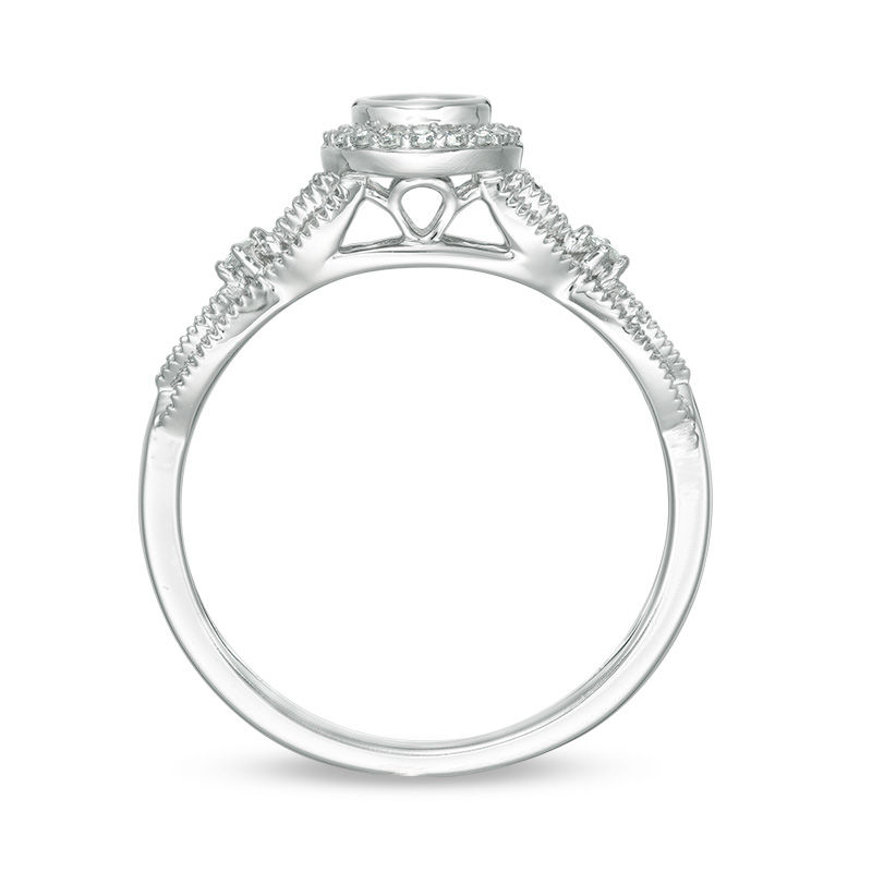 Main Image 5 of 1/6 CT. T.W. Diamond Frame Vintage-Style Engagement Ring in 10K White Gold