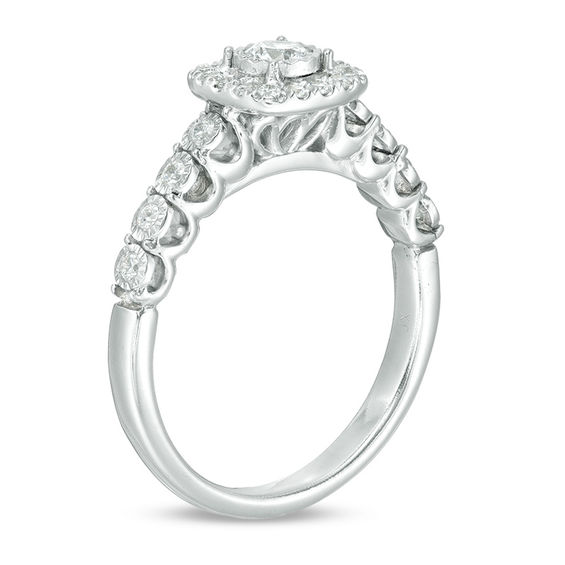 3/8 CT. T.w. Diamond Cushion Frame Engagement Ring in 10K White Gold