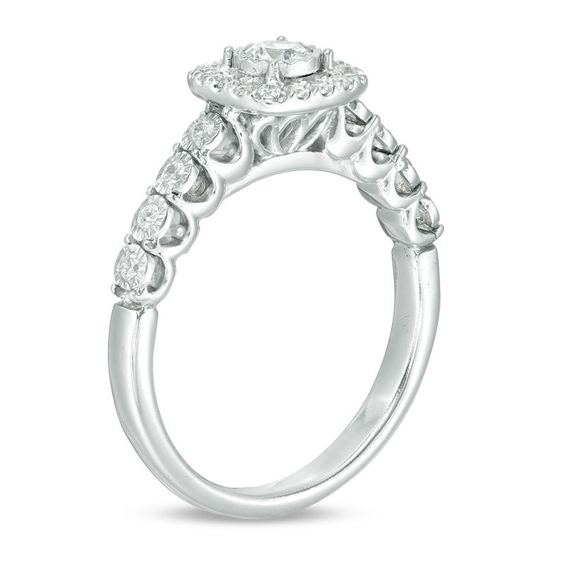 Main Image 2 of 3/8 CT. T.W. Diamond Cushion Frame Engagement Ring in 10K White Gold