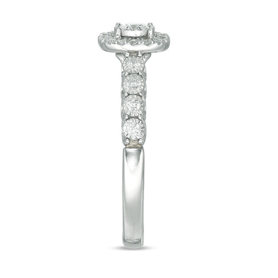 3/8 CT. T.w. Diamond Cushion Frame Engagement Ring in 10K White Gold