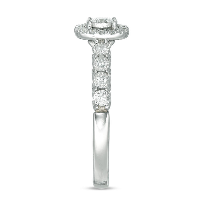 Main Image 4 of 3/8 CT. T.W. Diamond Cushion Frame Engagement Ring in 10K White Gold