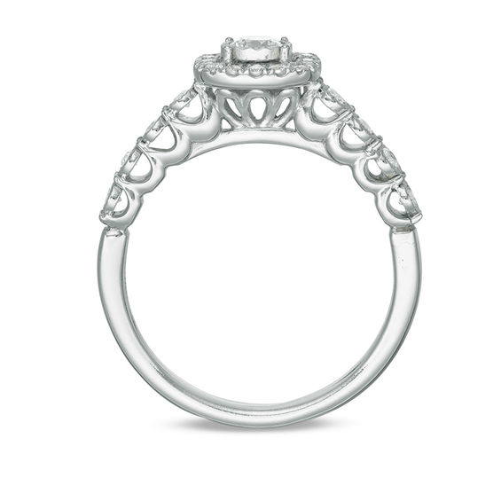 3/8 CT. T.w. Diamond Cushion Frame Engagement Ring in 10K White Gold