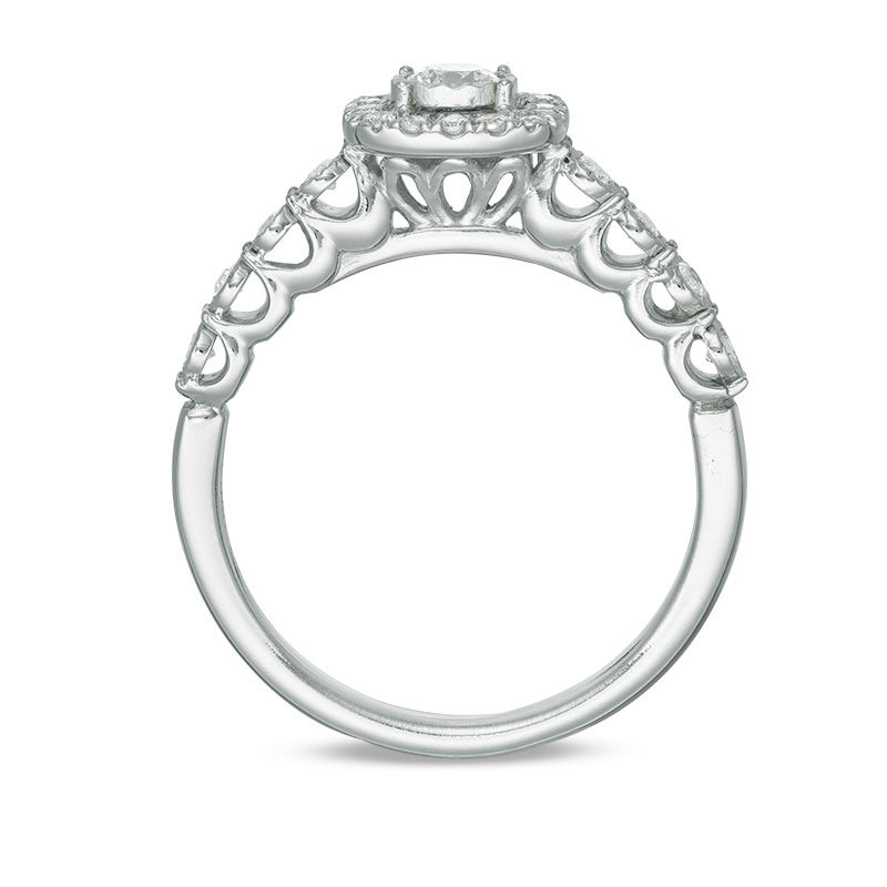 Main Image 5 of 3/8 CT. T.W. Diamond Cushion Frame Engagement Ring in 10K White Gold
