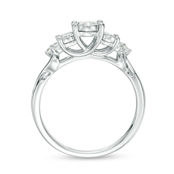 1/3 CT. T.w. Diamond Past Present FutureÂ® Tri-Sides Twist Shank Engagement Ring in 10K White Gold