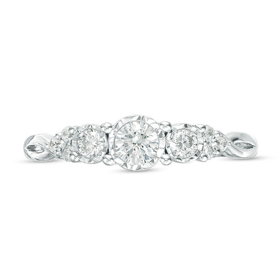 1/3 CT. T.w. Diamond Past Present FutureÂ® Tri-Sides Twist Shank Engagement Ring in 10K White Gold