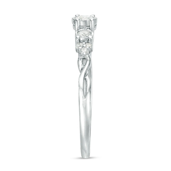1/3 CT. T.w. Diamond Past Present FutureÂ® Tri-Sides Twist Shank Engagement Ring in 10K White Gold