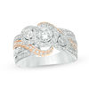 Thumbnail Image 0 of 1 CT. T.W. Diamond Past Present Future® Frame Bypass Multi-Row Engagement Ring in 10K Two-Tone Gold