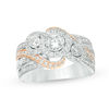 Thumbnail Image 1 of 1 CT. T.W. Diamond Past Present Future® Frame Bypass Multi-Row Engagement Ring in 10K Two-Tone Gold