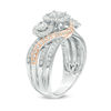 Thumbnail Image 1 of 1 CT. T.W. Diamond Past Present Future® Frame Bypass Multi-Row Engagement Ring in 10K Two-Tone Gold