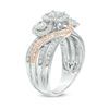 Thumbnail Image 2 of 1 CT. T.W. Diamond Past Present Future® Frame Bypass Multi-Row Engagement Ring in 10K Two-Tone Gold