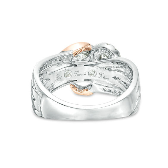 1 CT. T.w. Diamond Past Present FutureÂ® Frame Bypass Multi-Row Engagement Ring in 10K Two-Tone Gold