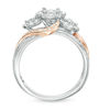 Thumbnail Image 4 of 1 CT. T.W. Diamond Past Present Future® Frame Bypass Multi-Row Engagement Ring in 10K Two-Tone Gold