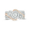 Thumbnail Image 5 of 1 CT. T.W. Diamond Past Present Future® Frame Bypass Multi-Row Engagement Ring in 10K Two-Tone Gold