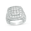 Thumbnail Image 0 of 3 CT. T.W. Princess-Cut Composite Diamond Double Frame Multi-Row Engagement Ring in 10K White Gold