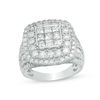 Thumbnail Image 1 of 3 CT. T.W. Princess-Cut Composite Diamond Double Frame Multi-Row Engagement Ring in 10K White Gold