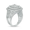 Thumbnail Image 1 of 3 CT. T.W. Princess-Cut Composite Diamond Double Frame Multi-Row Engagement Ring in 10K White Gold
