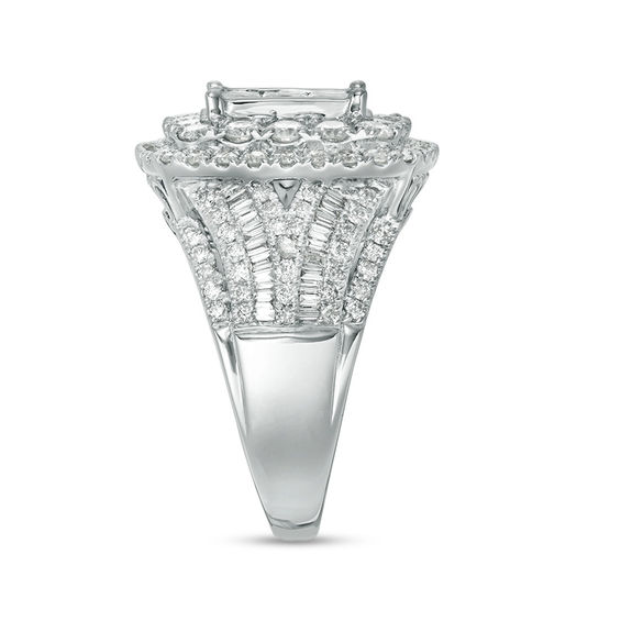 3 CT. T.w. Princess-Cut Composite Diamond Double Frame Multi-Row Engagement Ring in 10K White Gold