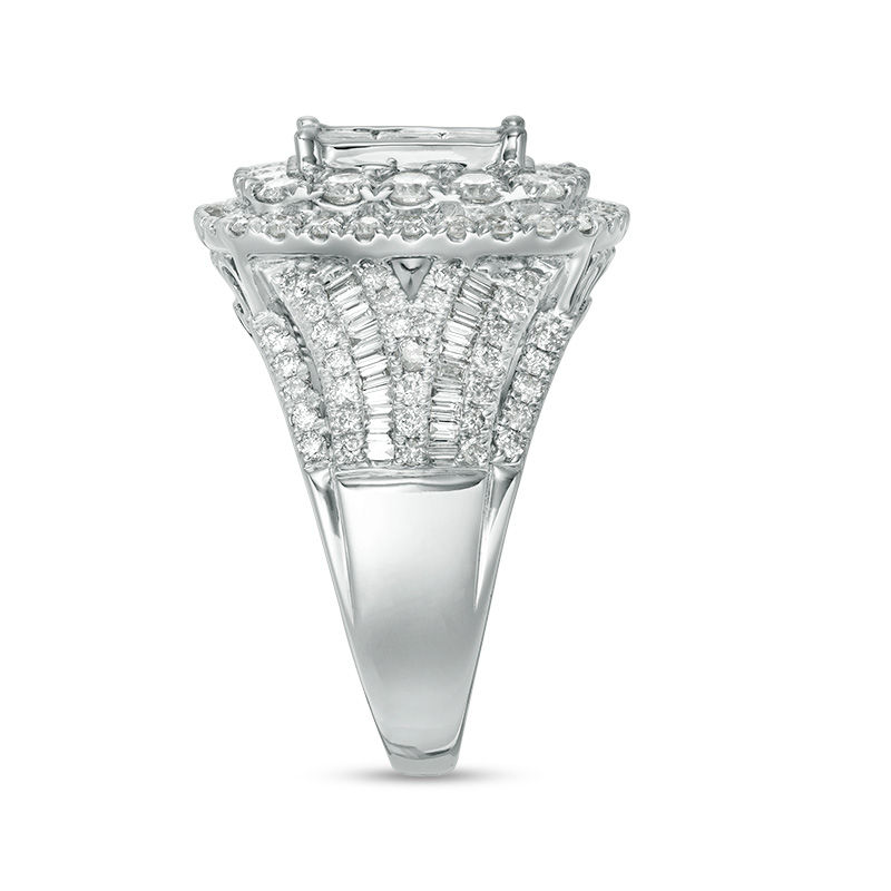 Main Image 4 of 3 CT. T.W. Princess-Cut Composite Diamond Double Frame Multi-Row Engagement Ring in 10K White Gold