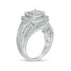 Thumbnail Image 2 of 1 CT. T.W. Princess-Cut Composite Diamond Double Frame Multi-Row Vintage-Style Engagement Ring in 10K White Gold