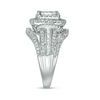 Thumbnail Image 4 of 1 CT. T.W. Princess-Cut Composite Diamond Double Frame Multi-Row Vintage-Style Engagement Ring in 10K White Gold