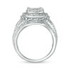 Thumbnail Image 5 of 1 CT. T.W. Princess-Cut Composite Diamond Double Frame Multi-Row Vintage-Style Engagement Ring in 10K White Gold