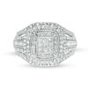 Thumbnail Image 6 of 1 CT. T.W. Princess-Cut Composite Diamond Double Frame Multi-Row Vintage-Style Engagement Ring in 10K White Gold