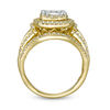 Thumbnail Image 4 of 1 CT. T.W. Princess-Cut Composite Diamond Double Frame Multi-Row Vintage-Style Engagement Ring in 10K Gold