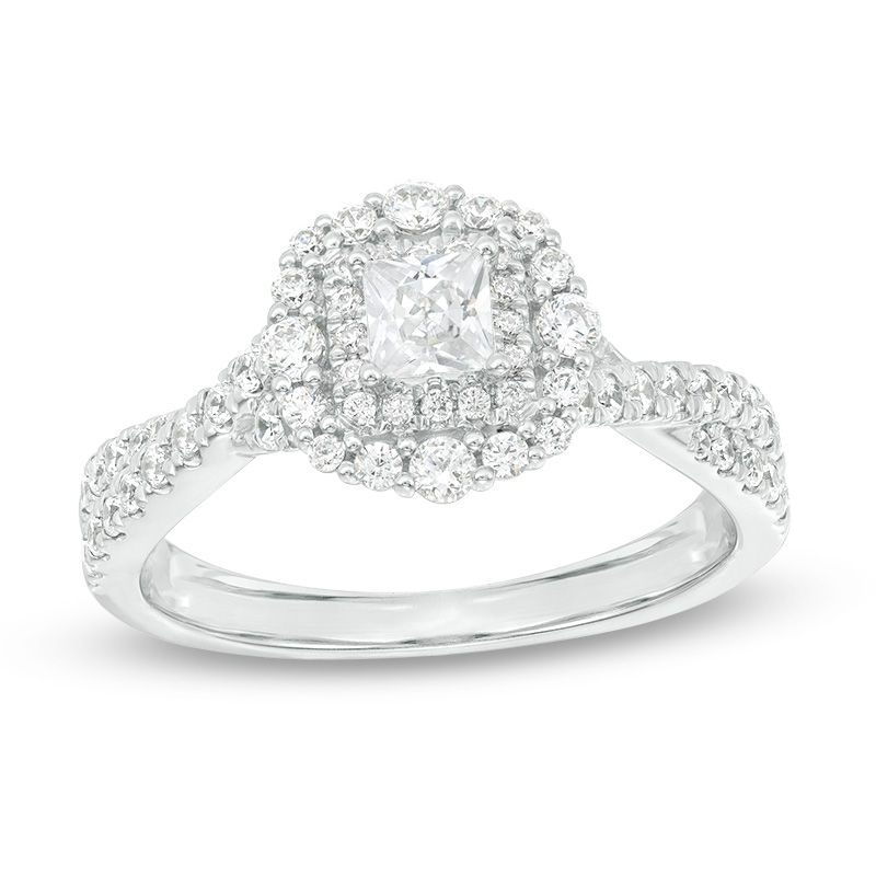 Love's Destiny by Zales 1 CT. T.W. Certified Princess-Cut Diamond Frame  Engagement Ring in 14K White Gold (I/I1)|Zales