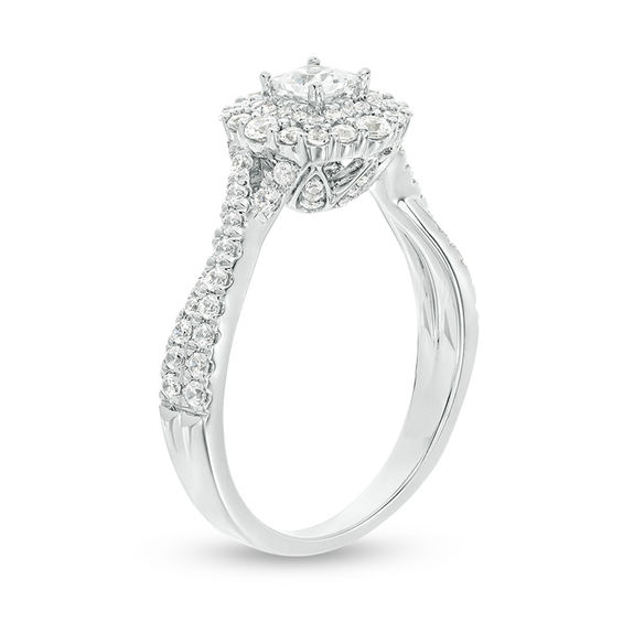 Love's Destiny by Zales 1 CT. T.w. Certified Princess-Cut Diamond Frame Engagement Ring in 14K White Gold (I/I1)