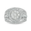 Thumbnail Image 5 of 1 CT. T.W. Composite Diamond Double Frame Multi-Row Vintage-Style Engagement Ring in 10K White Gold